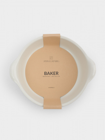 Форма для запекания, 26 см, керамика, круглая, молочно-бежевая, Baker