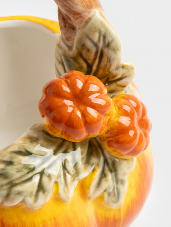 Конфетница, 21х21 см, с ручкой, керамика D, оранжево-зеленая, Тыква, Bright pumpkin