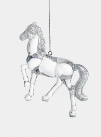 Игрушка елочная, 9 см, акрил, серебристая, Лошадь, Horse