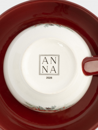 Пара чайная, 220 мл, 2 перс, 4 пр, керамика D, красная, Лошадка, Festival