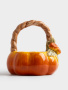 Конфетница, 21х21 см, с ручкой, керамика D, оранжево-зеленая, Тыква, Bright pumpkin