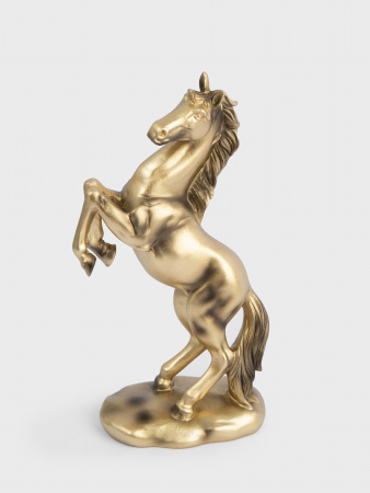 Статуэтка, 25 см, полирезин, золотистая, Конь на дыбах, Horse