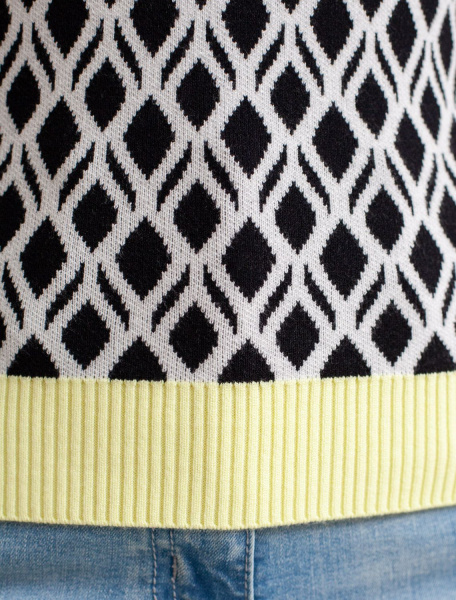 Джемпер с коротким рукавом жаккардовой вязки с принтом ромб